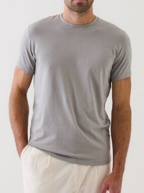 Patrick Assaraf crew neck short sleeve t-shirt grey men's size S
